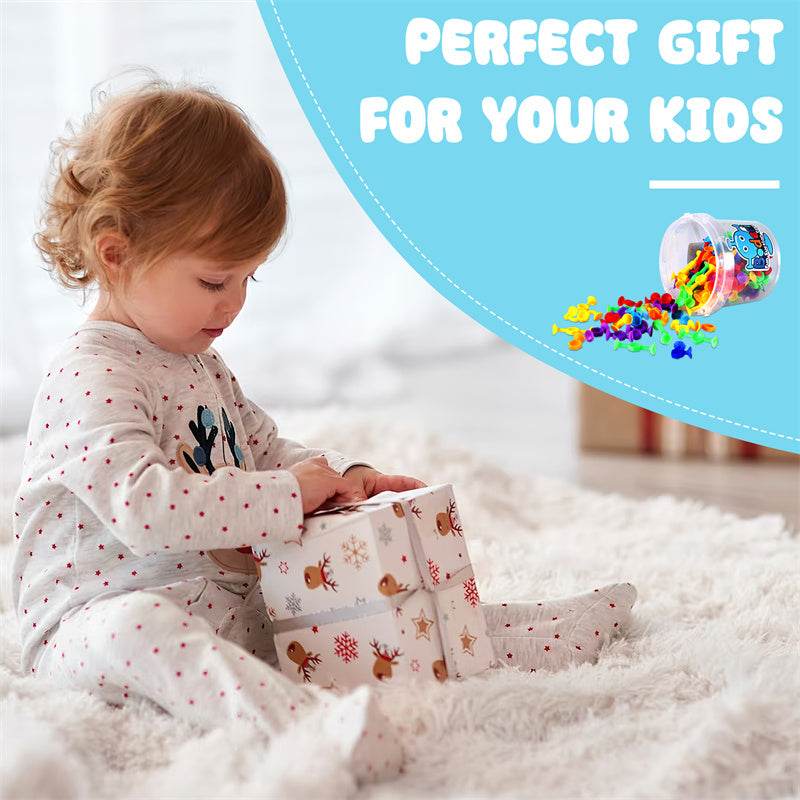 Toys For Kids Ages 4-8 Boys 114 PCS Suction Toys Sensory Boys Girls Stress Release Toys Bath Toys Travel Toys Suction Cup Toys Silicone - Mubimart