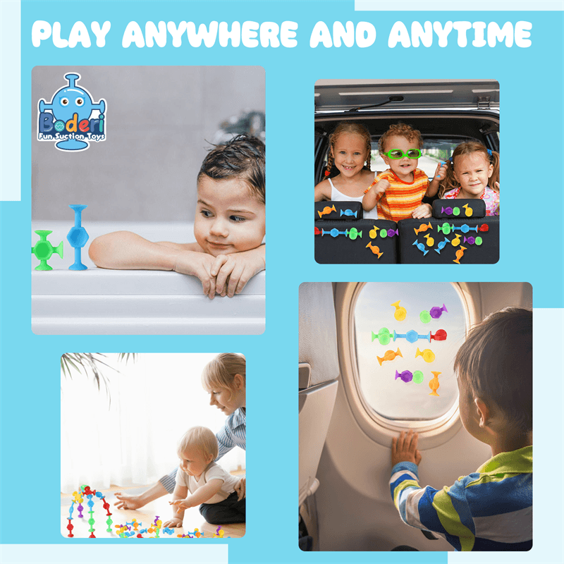 Toys For Kids Ages 4-8 Boys 114 PCS Suction Toys Sensory Boys Girls Stress Release Toys Bath Toys Travel Toys Suction Cup Toys Silicone - Mubimart
