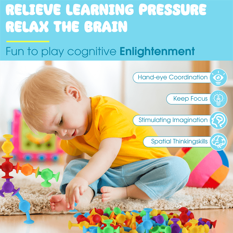 Toys For Kids Ages 4-8 Boys 114 PCS Suction Toys Sensory Boys Girls Stress Release Toys Bath Toys Travel Toys Suction Cup Toys Silicone - Mubimart
