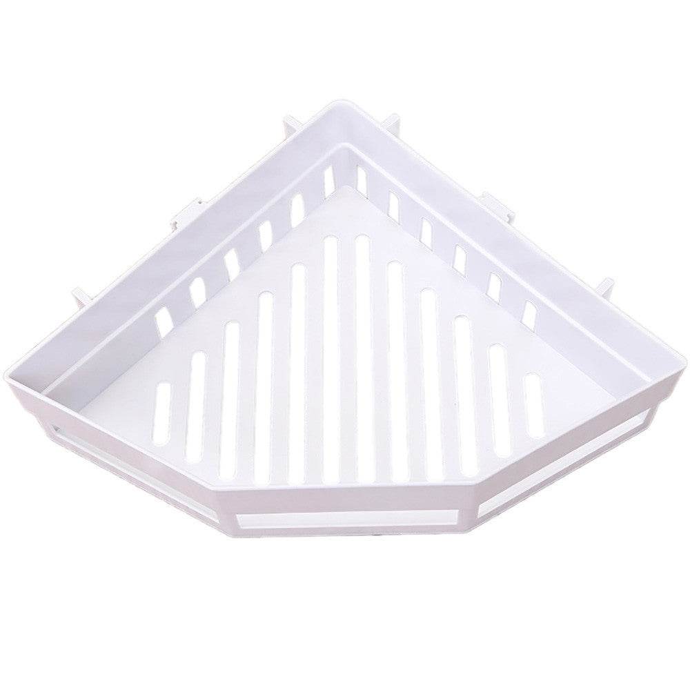 Traceless Plastic Bathroom Kitchen Corner Storage Cabinet Holder Shower Shelf Wall Basket - Mubimart