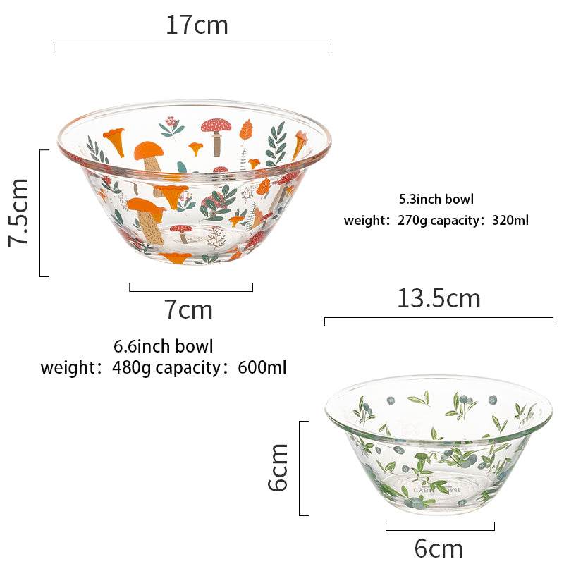 Transparent Glass Bowl Cute Home Salad Fruit Bowl - Mubimart