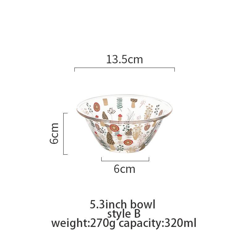 Transparent Glass Bowl Cute Home Salad Fruit Bowl - Mubimart