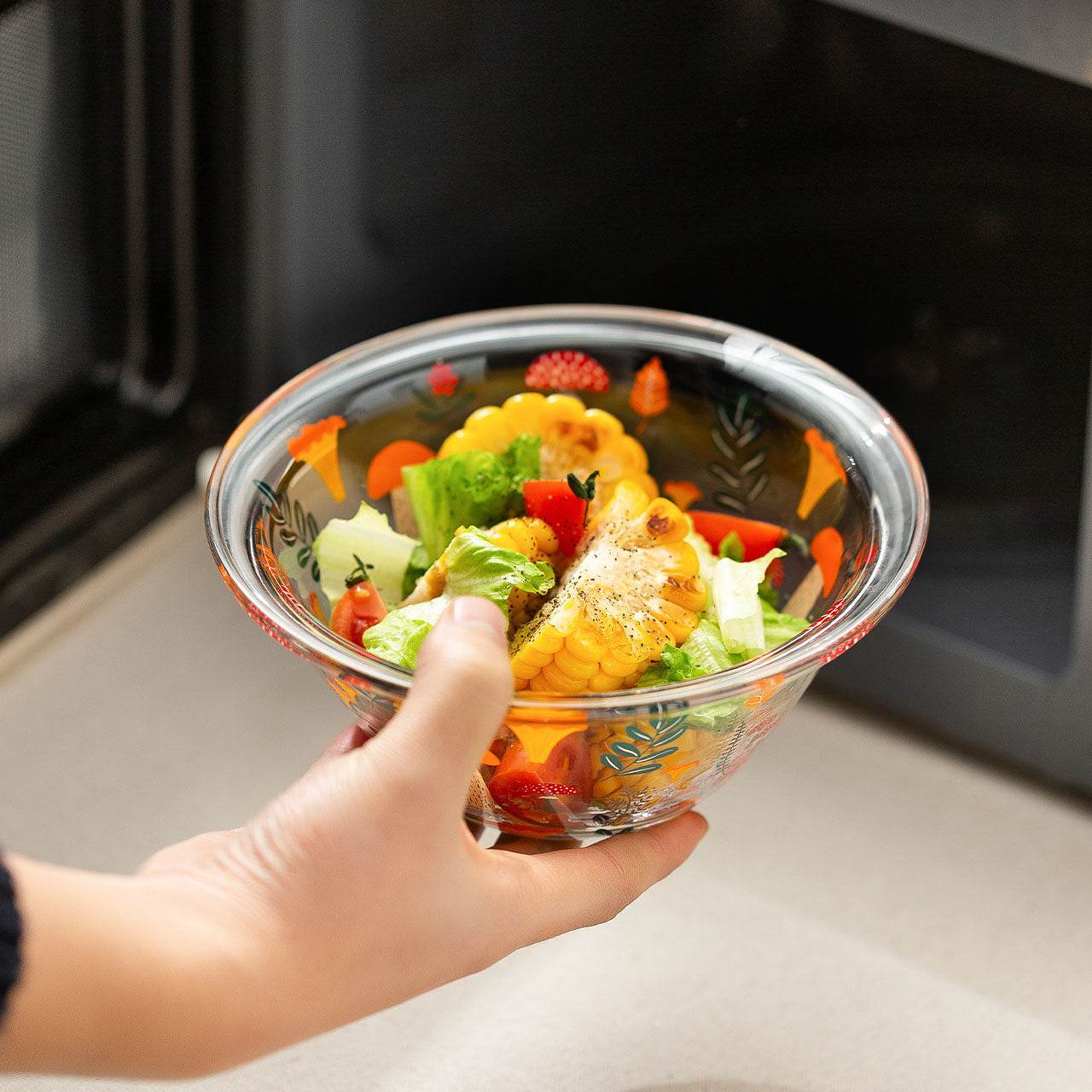 Transparent Glass Bowl Cute Home Salad Fruit Bowl - Mubimart