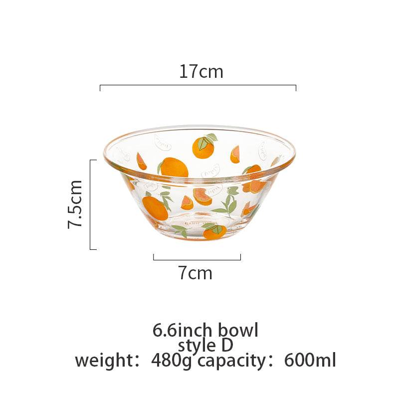 Transparent Glass Bowl Cute Home Salad Fruit Bowl - Mubimart