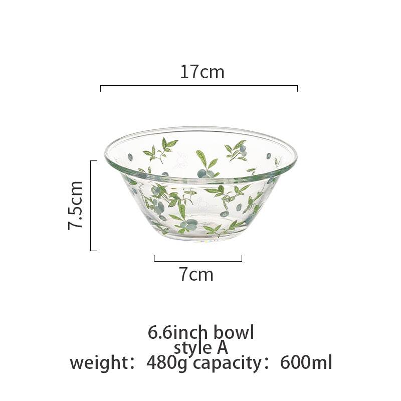 Transparent Glass Bowl Cute Home Salad Fruit Bowl - Mubimart