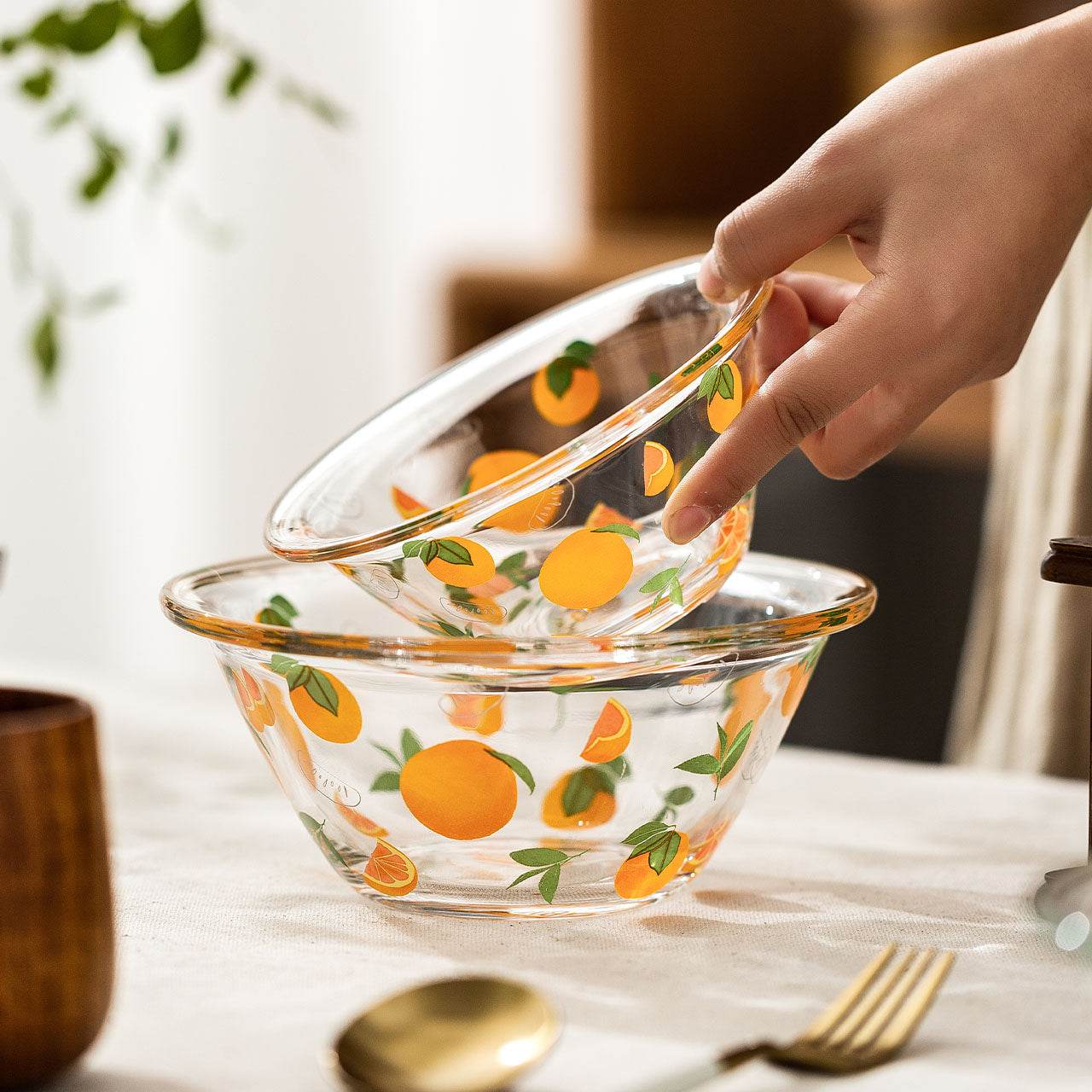 Transparent Glass Bowl Cute Home Salad Fruit Bowl - Mubimart