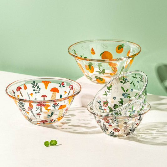 Transparent Glass Bowl Cute Home Salad Fruit Bowl - Mubimart