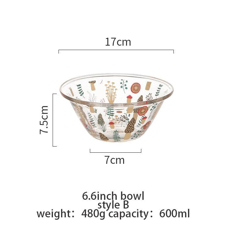 Transparent Glass Bowl Cute Home Salad Fruit Bowl - Mubimart