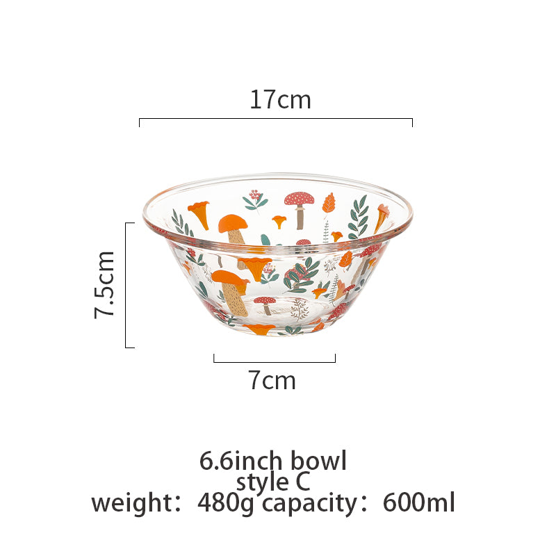 Transparent Glass Bowl Cute Home Salad Fruit Bowl - Mubimart -  