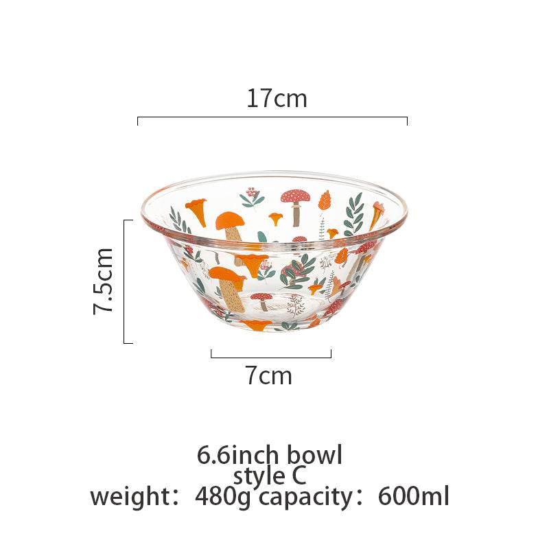 Transparent Glass Bowl Cute Home Salad Fruit Bowl - Mubimart