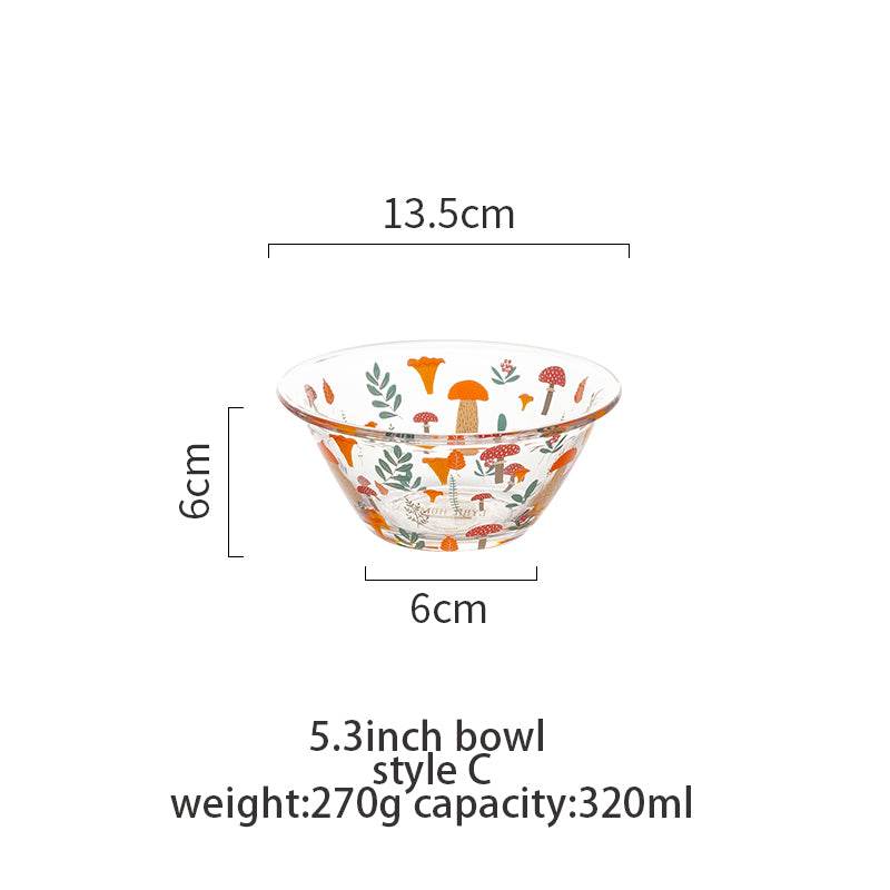 Transparent Glass Bowl Cute Home Salad Fruit Bowl - Mubimart