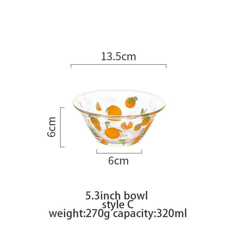 Transparent Glass Bowl Cute Home Salad Fruit Bowl - Mubimart