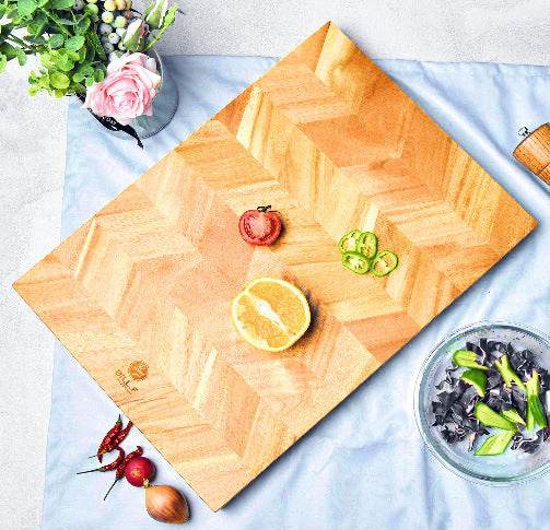 Two Color Parquet Beech Wood Cutting Board - Mubimart