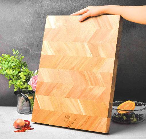Two Color Parquet Beech Wood Cutting Board - Mubimart
