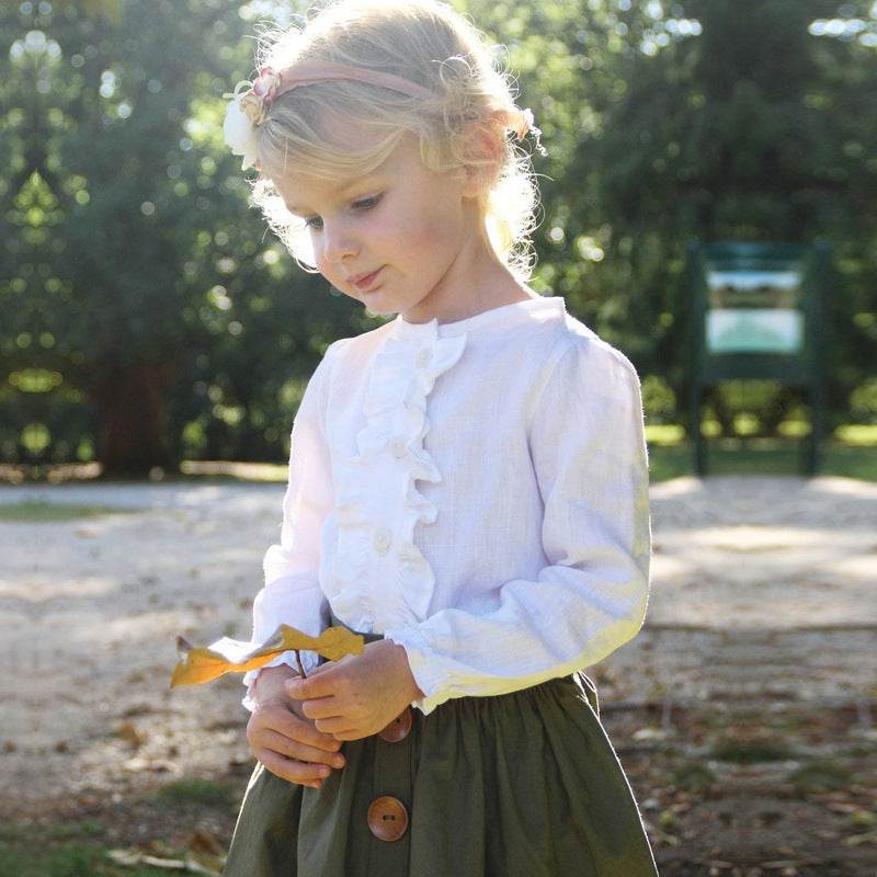 Two-Piece Long-Sleeved Lace Blouse Baby Girl Short Skirt - Mubimart