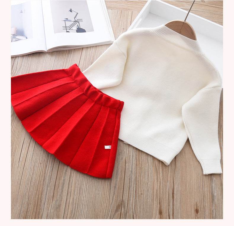 Two-piece Baby Girl Mink Wool Sweater Dress - Mubimart