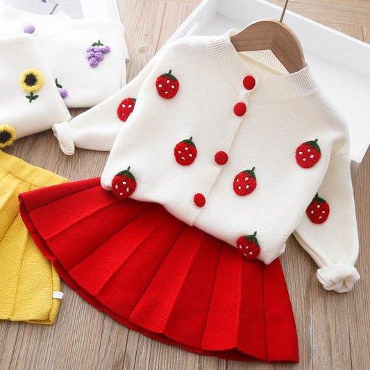 Two-piece Baby Girl Mink Wool Sweater Dress - Mubimart