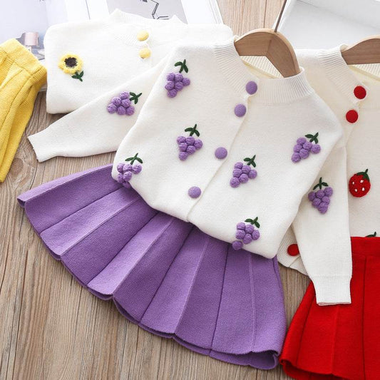 Two-piece Baby Girl Mink Wool Sweater Dress - Mubimart