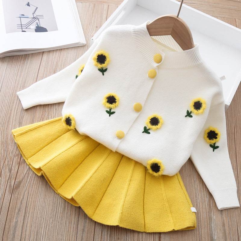 Two-piece Baby Girl Mink Wool Sweater Dress - Mubimart