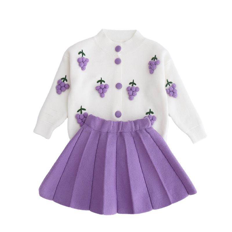 Two-piece Baby Girl Mink Wool Sweater Dress - Mubimart
