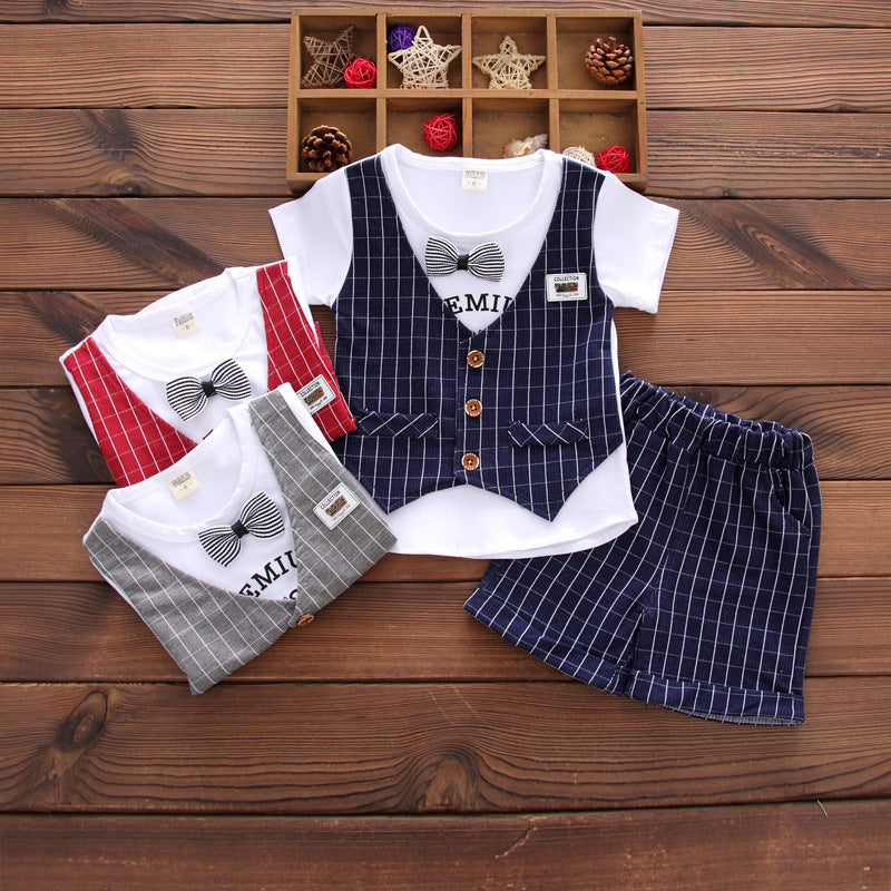 Two-piece baby boy short sleeve vest - Mubimart -  