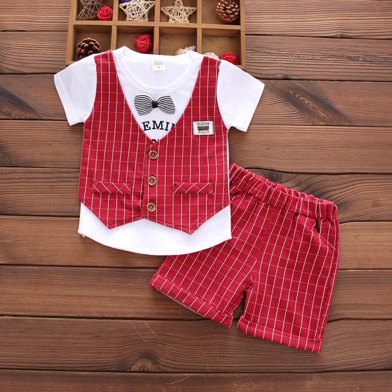Two-piece baby boy short sleeve vest - Mubimart