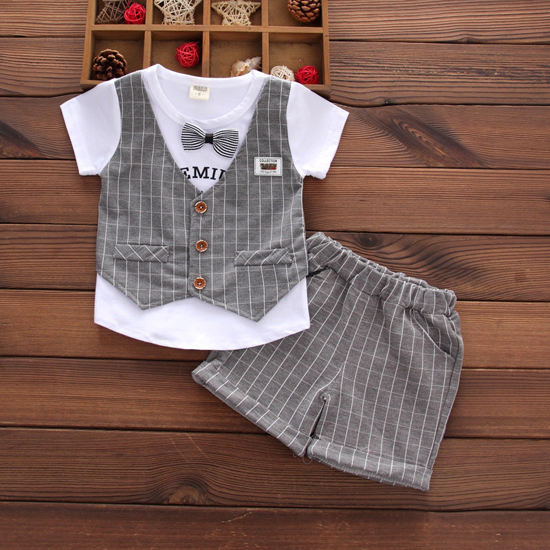 Two-piece baby boy short sleeve vest - Mubimart -  