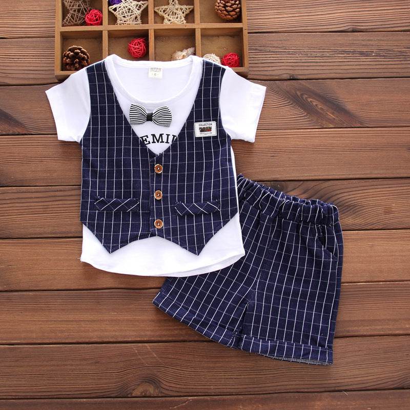 Two-piece baby boy short sleeve vest - Mubimart
