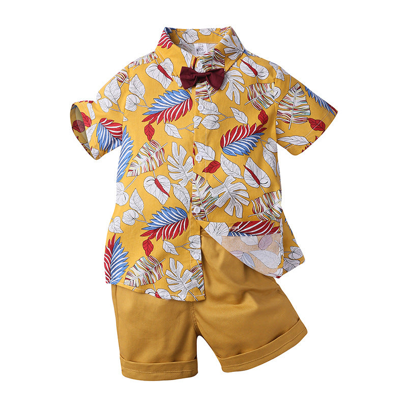 Two-piece boy short sleeve printed shirt - Mubimart -  