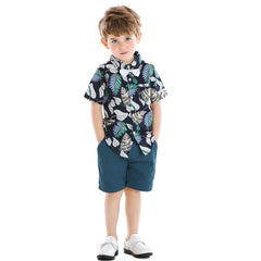 Two-piece boy short sleeve printed shirt - Mubimart -  