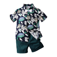 Two-piece boy short sleeve printed shirt - Mubimart -  