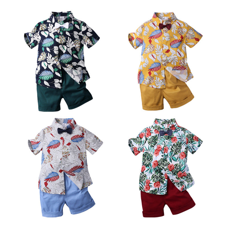 Two-piece boy short sleeve printed shirt - Mubimart - Baby Cloth 