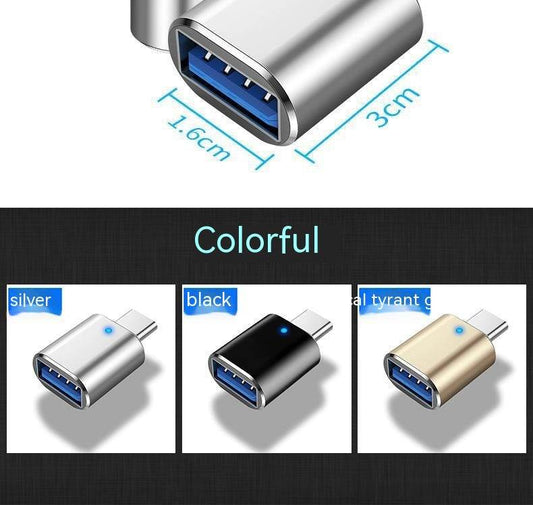 Type-c To Usb30 USB With Indicator Light Mobile Phone Mouse Keyboard Sound Card Car Charger OTG Adapter - Mubimart