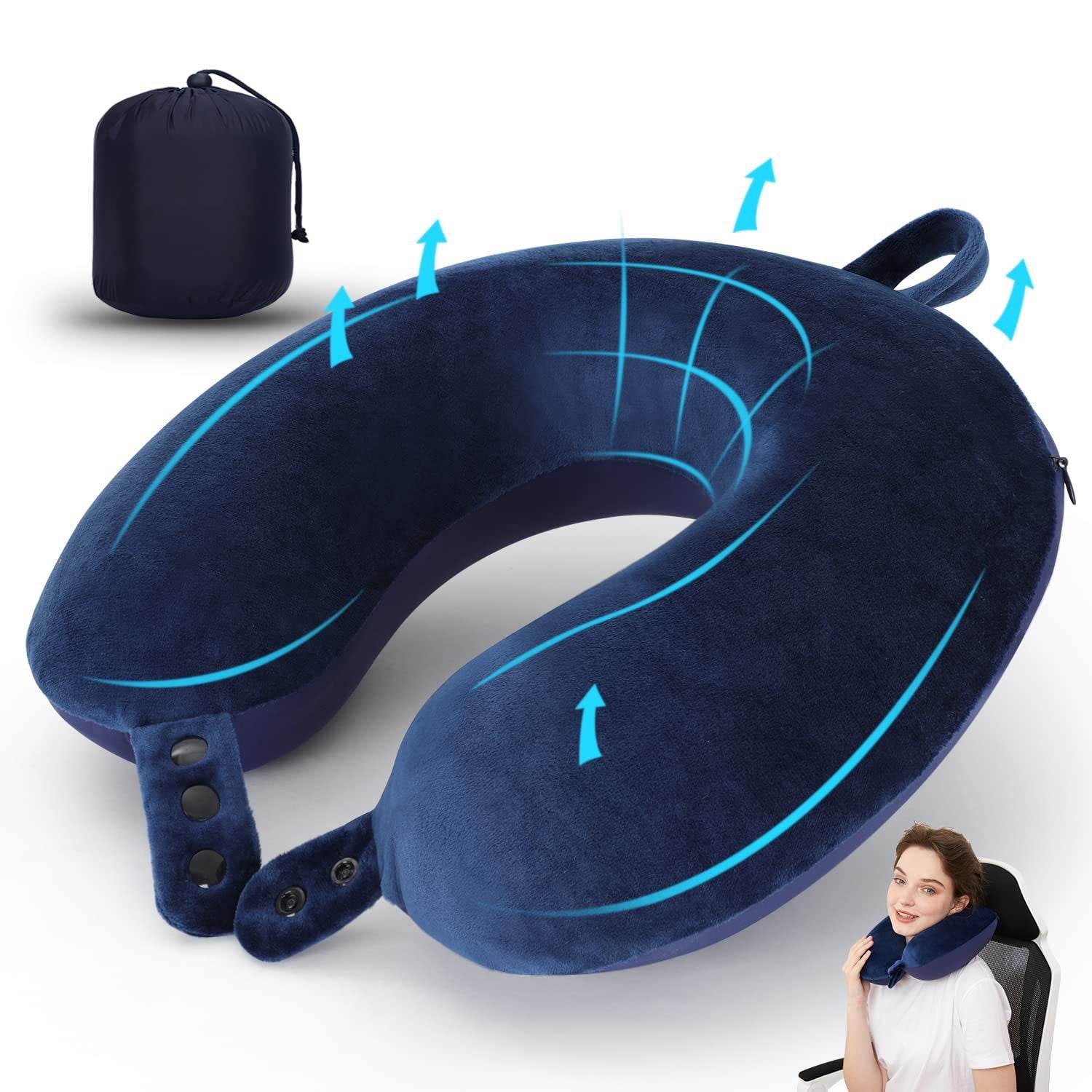 U Shaped Pillow Travel Neck Pillow Memory Foam - Mubimart