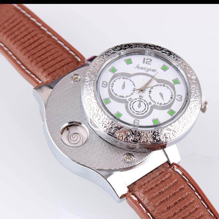 USB Electronic Cigarette Lighter Metal Men's Watch Lighter - Mubimart
