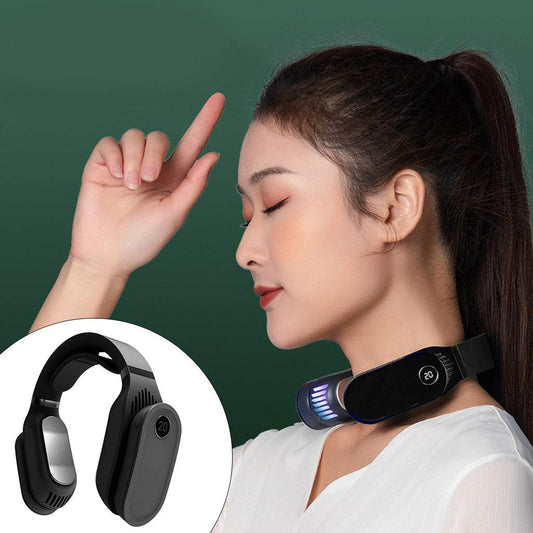 USB Portable Hanging Neck Fan Cooling Cooler Heater Heating Air Conditioner Neck Massager for Home Office, Travel - Mubimart