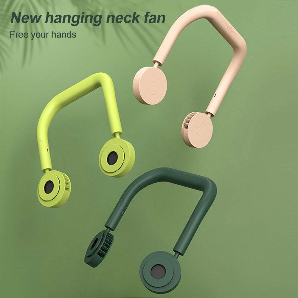 USB Portable Neck Fan Hands-Free Dual Fan 3 Gears Air Cooler - Mubimart