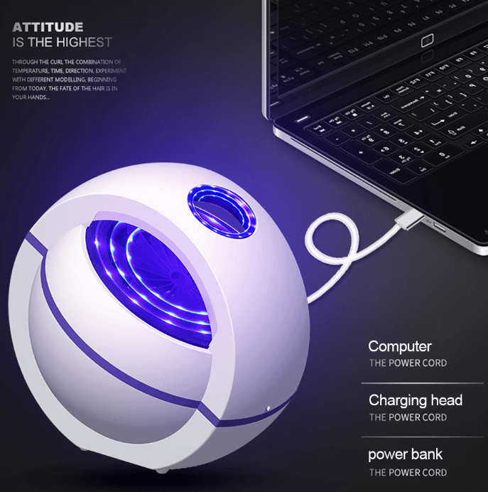 USB Powered Mosquito Killer Lamp 1m/2m Electric No Noise 360° Insect Killer Bug Zapper Mosquito - Mubimart