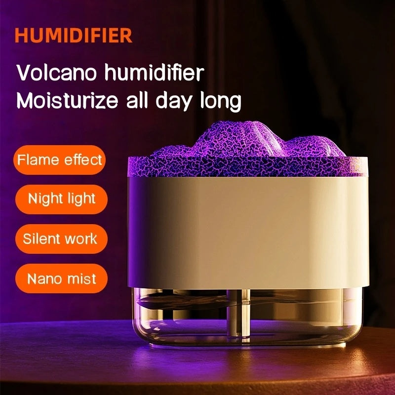 USB Volcano Air Humidifier 300ML Ultrasonic Mist Maker Fogger Household Ultrasonic Water Aroma Diffuser With Colorful Lamp - Mubimart - Mist Humidifiers 