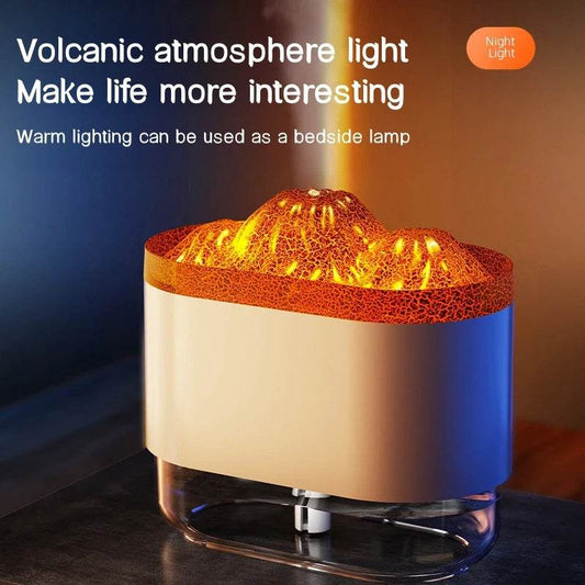 USB Volcano Air Humidifier 300ML Ultrasonic Mist Maker Fogger Household Ultrasonic Water Aroma Diffuser With Colorful Lamp - Mubimart
