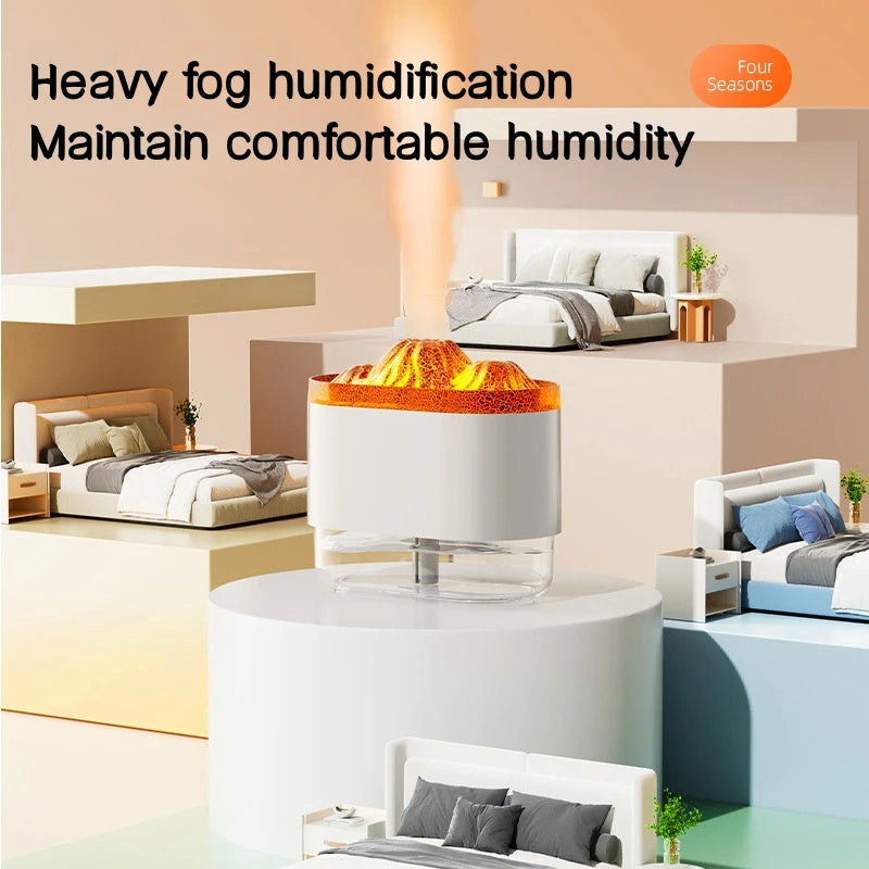 USB Volcano Air Humidifier 300ML Ultrasonic Mist Maker Fogger Household Ultrasonic Water Aroma Diffuser With Colorful Lamp - Mubimart -  