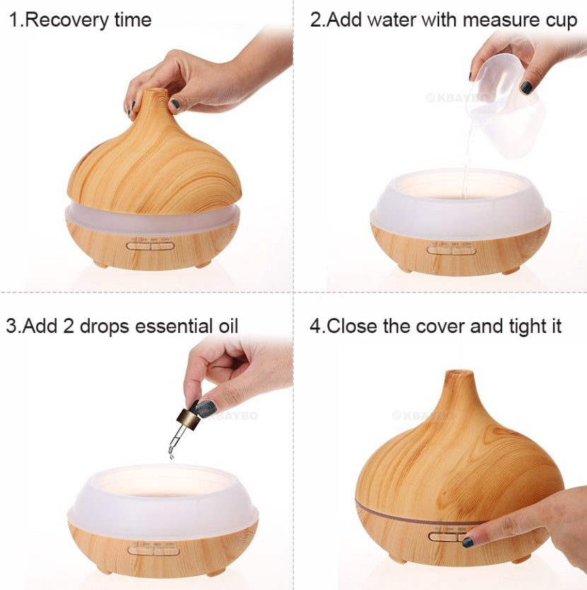 Ultrasonic Aroma Diffuser Humidifier Wood Grain - Mubimart -  