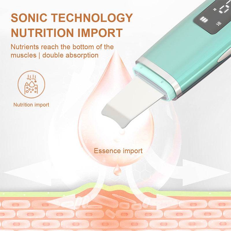 Ultrasonic Vibration Blackhead Remover Deep Cleansing Face Scrubber Pore Cleaner Lifting Machine Facial Led Peeling Shovel - Mubimart