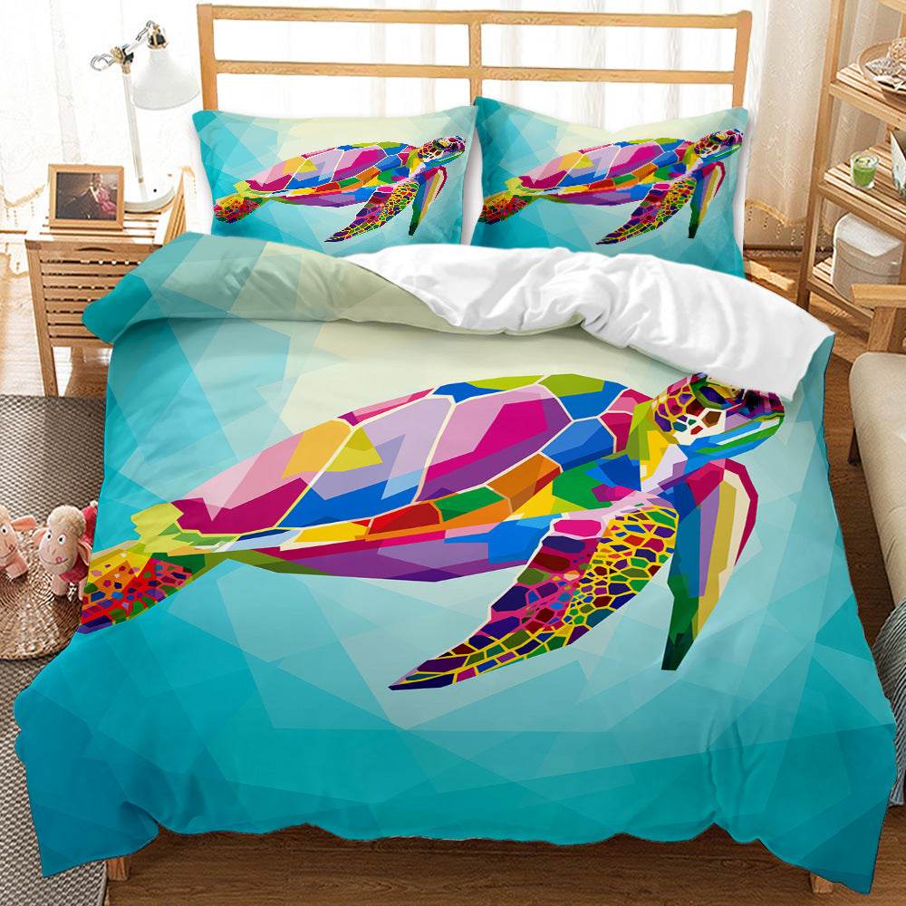 Underwater World Whale Shark Cross-Border Foreign Trade Quilt Cover Three-Piece Set Four-Piece 3D Digital Printing Brushed BeddingSet - Mubimart