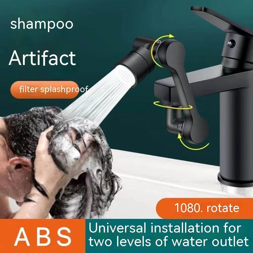 Universal Faucet Lifting Splash-proof Water Faucet Black Mechanical Arm - Mubimart