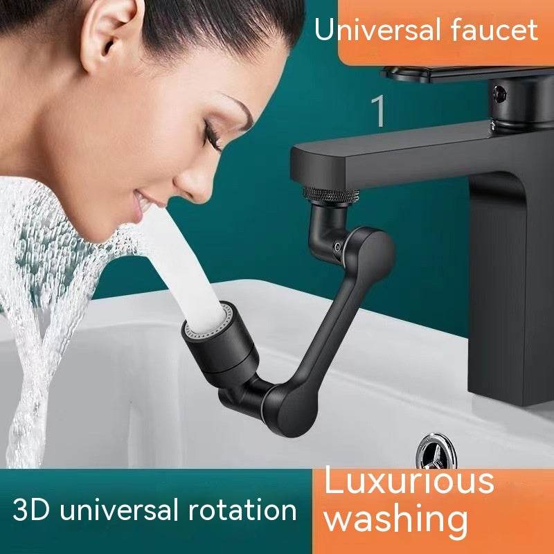 Universal Faucet Lifting Splash-proof Water Faucet Black Mechanical Arm - Mubimart