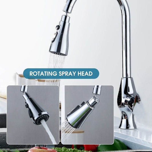 Universal Pressurized Faucet Sprayer Anti-splash 360 Degree Rotating Water Tap Three Stall Water Saving Faucet Nozzle Adapter - Mubimart