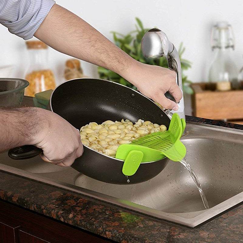 Universal Silicone Clip-on Pan Pot Strainer Anti-spill Pasta Pot Strainer Food Grade Rice Fruit Colander Strainer - Mubimart