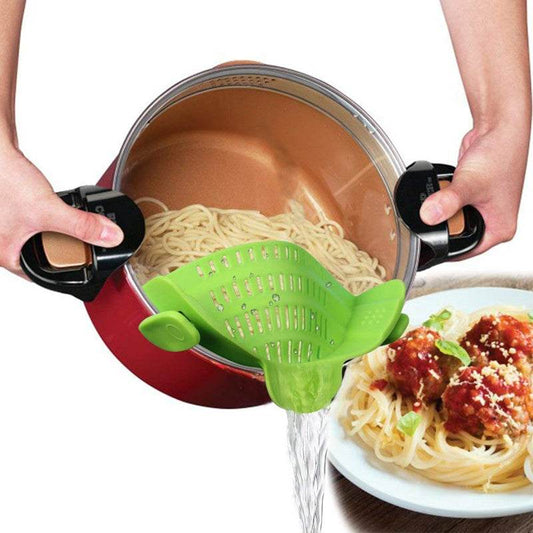 Universal Silicone Clip-on Pan Pot Strainer Anti-spill Pasta Pot Strainer Food Grade Rice Fruit Colander Strainer - Mubimart