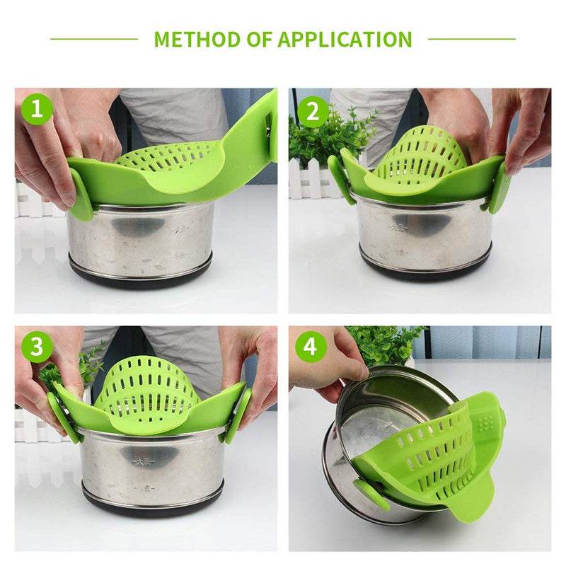 Universal Silicone Clip-on Pan Pot Strainer Anti-spill Pasta Pot Strainer Food Grade Rice Fruit Colander Strainer - Mubimart